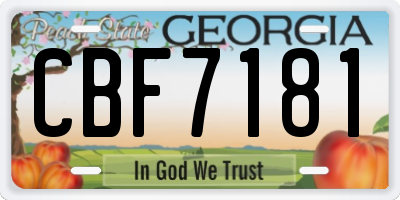 GA license plate CBF7181