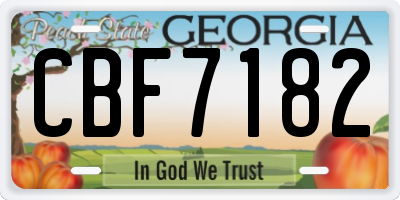 GA license plate CBF7182