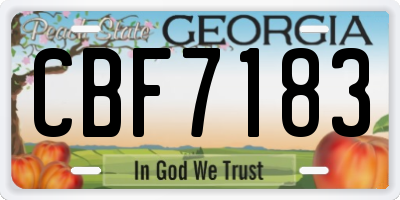 GA license plate CBF7183
