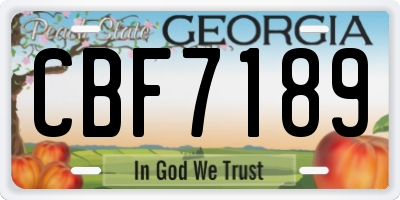 GA license plate CBF7189