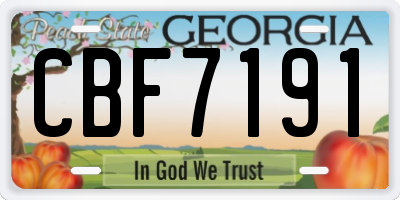 GA license plate CBF7191