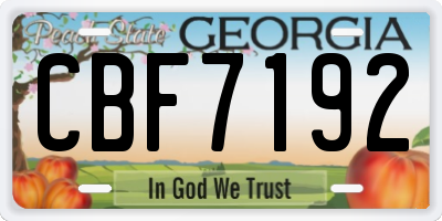 GA license plate CBF7192