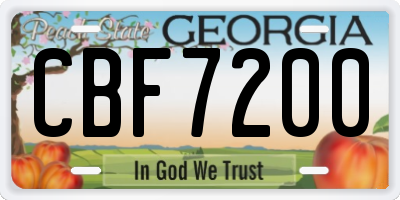 GA license plate CBF7200