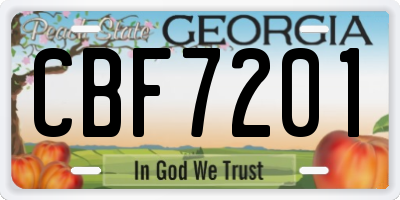 GA license plate CBF7201