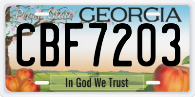 GA license plate CBF7203
