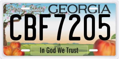 GA license plate CBF7205