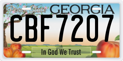 GA license plate CBF7207