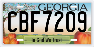GA license plate CBF7209