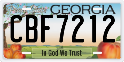 GA license plate CBF7212