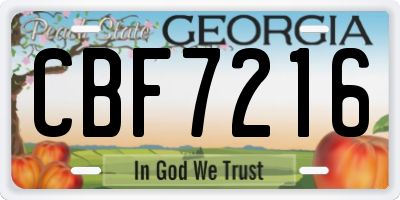 GA license plate CBF7216