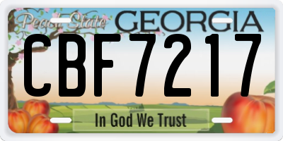 GA license plate CBF7217