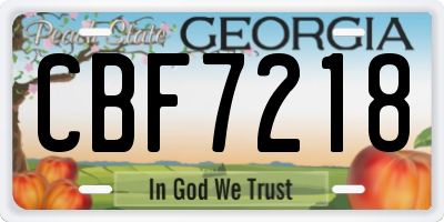 GA license plate CBF7218