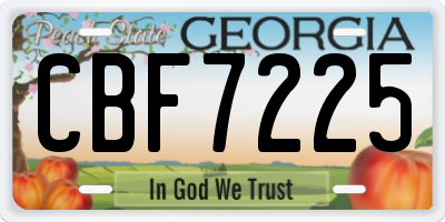 GA license plate CBF7225