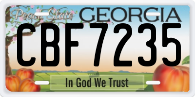 GA license plate CBF7235