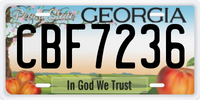 GA license plate CBF7236