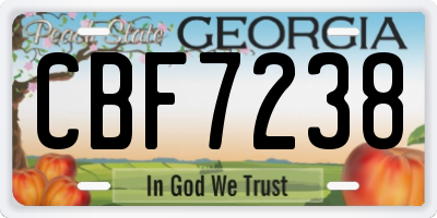 GA license plate CBF7238
