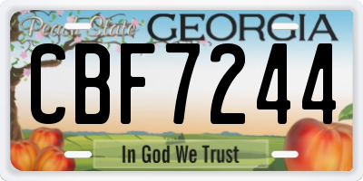GA license plate CBF7244