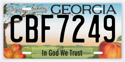 GA license plate CBF7249