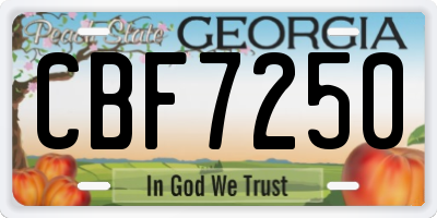 GA license plate CBF7250