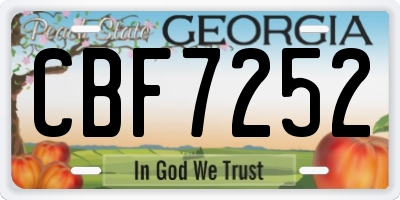 GA license plate CBF7252