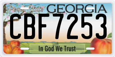 GA license plate CBF7253
