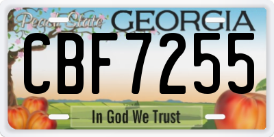 GA license plate CBF7255