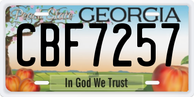 GA license plate CBF7257