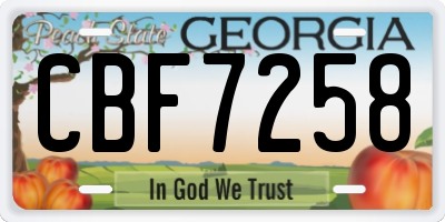 GA license plate CBF7258