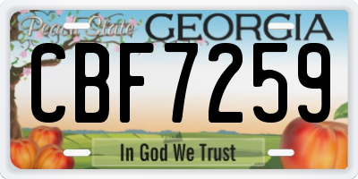 GA license plate CBF7259