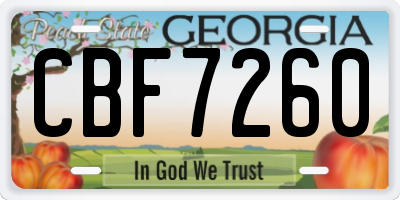 GA license plate CBF7260