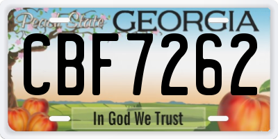 GA license plate CBF7262