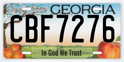 GA license plate CBF7276