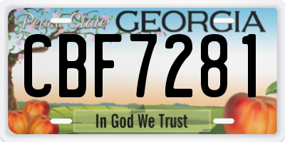 GA license plate CBF7281