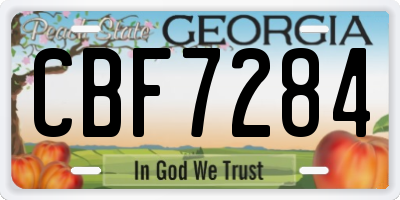 GA license plate CBF7284