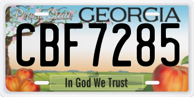 GA license plate CBF7285