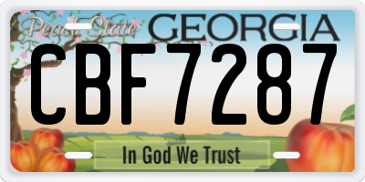 GA license plate CBF7287