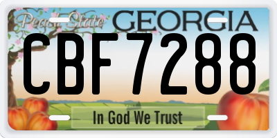 GA license plate CBF7288