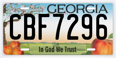 GA license plate CBF7296