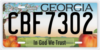 GA license plate CBF7302