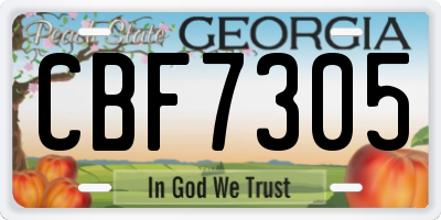 GA license plate CBF7305