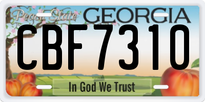 GA license plate CBF7310