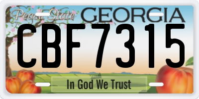 GA license plate CBF7315