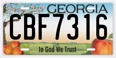 GA license plate CBF7316