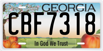 GA license plate CBF7318