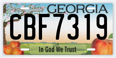 GA license plate CBF7319