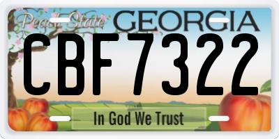 GA license plate CBF7322
