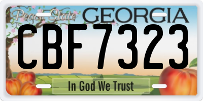 GA license plate CBF7323