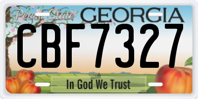 GA license plate CBF7327