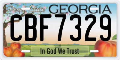 GA license plate CBF7329