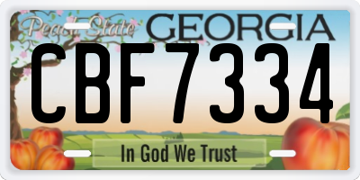 GA license plate CBF7334